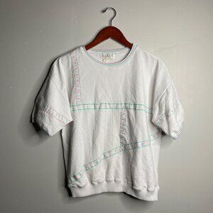 90s vintage white short sleeved blouse about a size small